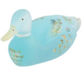 Fenton Art Glass Aquamarine Mallard Duck Figurine —