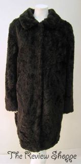 April Cornell Black Faux Fur Long Coat Snap Closure Medium