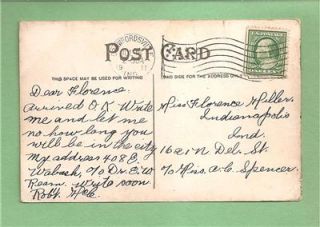Crawfordsville in 1911 Postcard Wabash College Will Remove If not Sold