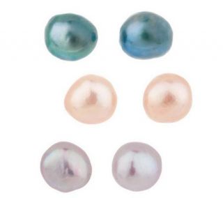Honora Cultured Freshwater Pearl Set of 3 Baroque Stud Earrings
