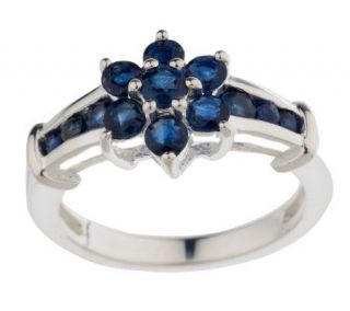 Sterling 0.95 ct tw Blue Sapphire Floral Design Ring —