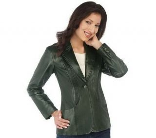 Denim & Co. One Button Leather Jacket with Pintuck Detail   A216668