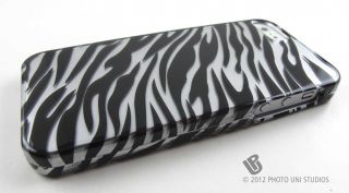 Blk Silver Zebra Skin Hard Snap on Case Cover Apple iPhone 5 6th Gen