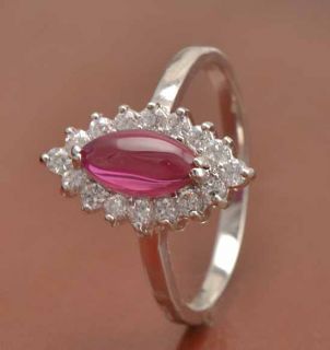 Deluxe 9K White GF Red Ruby CZ Womens Ring Size 9 F273