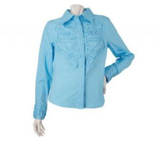 Victor Costa Occasion Stretch Long Sleeve Soutache Blouse —
