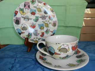 Creative Tops Retro Owl Afternoon Tea Lunch Set with Plate Cup and