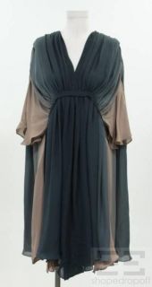 Costello Tagliapietra Grey Tan Ombre Silk Gathered Dress Size 4 New