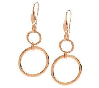 Veronese 18K Clad Textured & Polished Circle Dangle Earrings