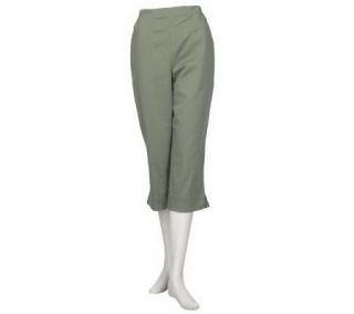 Denim & Co. Classic Waist Flat Front Stretch Twill Capri Pants