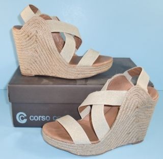 Corso Como Decoy 6 5 M Gold Strappy Espadrilles Wedged Sandals Womens
