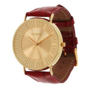 Vicence Bold High Polished Round Case Watch 14K Gold —