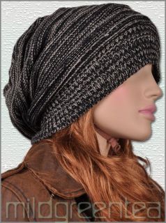 SH588 Knit Cotton Stripe Glamour Faves Black Beanie Hat Fad