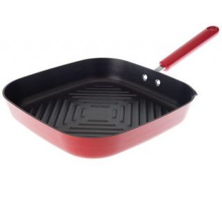 CooksEssentials Porcelain Enamel 11 Square Grill Pan with Spout