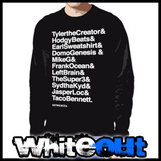 Odd Future Crew OFWGKTA Tyler Hip Hop Rap Black Crew Neck Sweatshirt