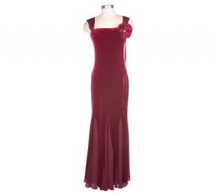by Marc Bouwer Stretch Velvet Evening Gown w/ Removable Strap