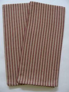 Primitive Country Red Tan Ticking Kitchen Towels