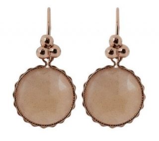 Round Bezel Set Briolette Gemstone Dangle Earrings, 14K —