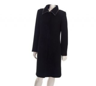 Modernist by Guillaume Wool Blend Coat w/Knit Collar —