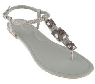 Tignanello T strap Thong Sandals with Square Ornament   A214782