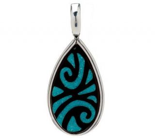 American West Turquoise and Obsidian Inlay Design Sterling Enhancer 