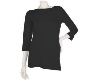 Women with Control 3/4 Sleeve Knit Top with Tummy Panel —