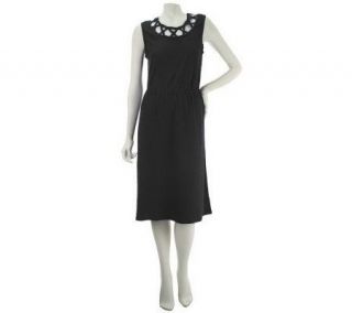 Liz Claiborne New York Sleeveless Solid Dress w/Cutout Detail