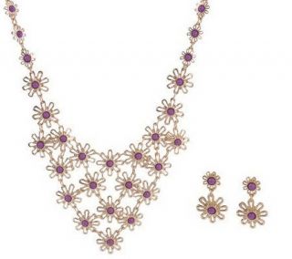 Isaac Mizrahi Live! Floral Link Bib Necklace & Earring Set   J146482