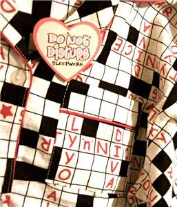 ladies cotton flannel crossword puzzle pajamas new s