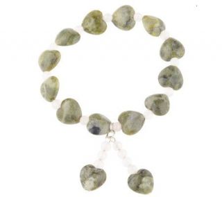 Connemara Marble Heart Beads and Rose Quartz Bracelet —