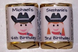 60 Cowboy Cowgirl Birthday Party Candy Wrappers Favors