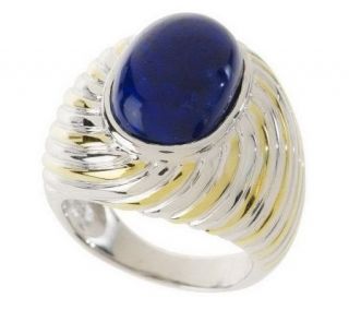 As IsSterling Oval Gemstone Two tone Texture Ring   J271297