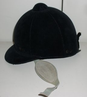 Crump UK black velvet equestrian horse riding polo helmet mens hat