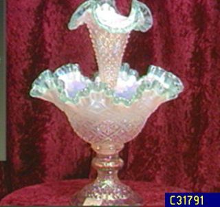 Fenton Art Glass Diamond Lace Epergne —