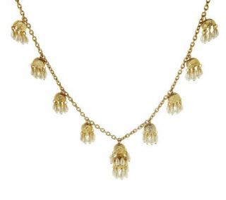 Fern Mallis Simulated Pearl Cluster Drop Necklace   J264117