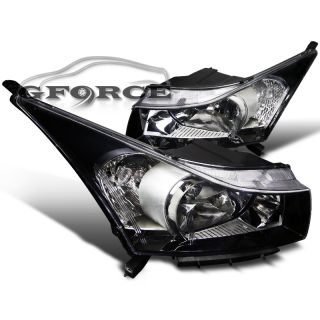 2011 2012 Chevy Cruze Black Crystal Headlights Head Lamps