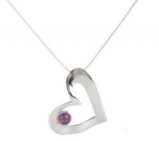 As Is Or Paz Sterling Gemstone Heart Necklace —