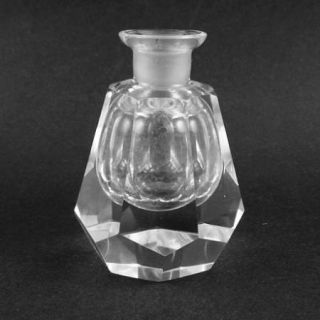 Rice Faceted Crystal Perfume Bottle with Intaglio Stopper Czech
