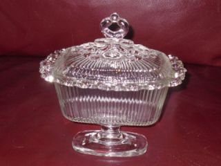 EAPG Clear Pressed Glass Lattice Footed Candy Bowl Dish