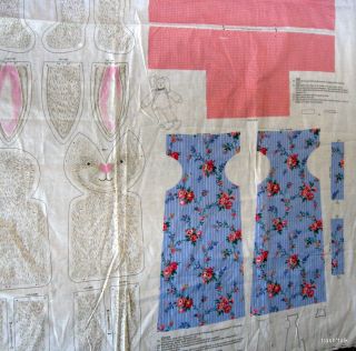 Cranston VIP fabric panel floral blue roses Bunny Rabbit 18 doll