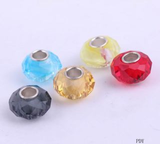 5pcs Faceted Crystal Glass Lampwork Loose Beads Fit European Charms