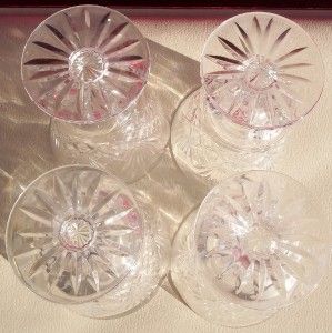 Webb Corbett Crystal Warwick 4 x Wine Claret Glasses Etched