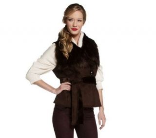 Luxe Rachel Zoe Faux Shearling Belted Vest with Collar —
