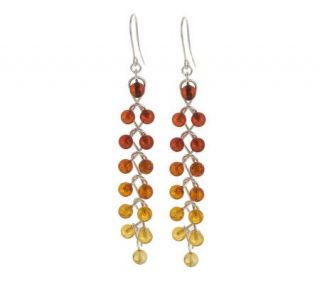 Artisan Crafted Sterling Amber Graduated Bead Dangle Earrings