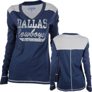 Dallas Cowboys Womens Navy V Neck Monarch Jersey Long Sleeve T Shirt