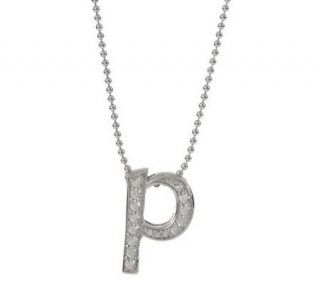 Diamonique Sterling Initial Pendant with Chain   J155670