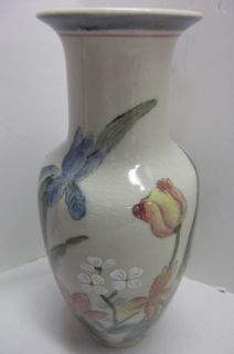 Oriental Style Hand Painted Crackle Finish Vase Andrea by Sadak 7757