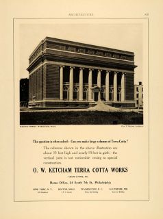 1915 Ad O w Ketcham Terra Cotta Works Masonic Temple Worcester Mass