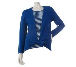 Sport Savvy Long Sleeve Open Front Cardigan and Stripe Tank Set