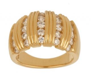 Diamonique 18K Gold Clad Ribbed Band Ring —