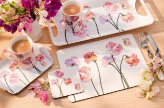 Sweet Pea Large Glass Chopping Board by Creative Tops